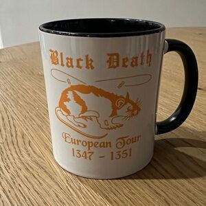 Black Death European Tour 1347-1351 Graphic Mug - Orange on White
